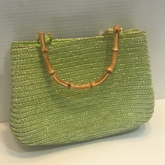 St. John's Bay Handbags - St John’s Bay Wheat Straw purse with Bamboo handles